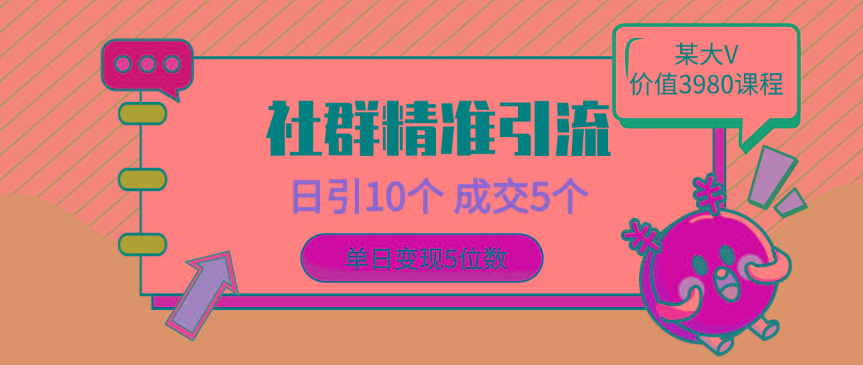 (9870期)社群精准引流高质量创业粉,日引10个,成交5个,变现五位数-海旭网创